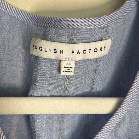 English Factory Tie Front Ruffle Sleeve Long Sleeve Blouse Size Medium - Picture 2 of 5